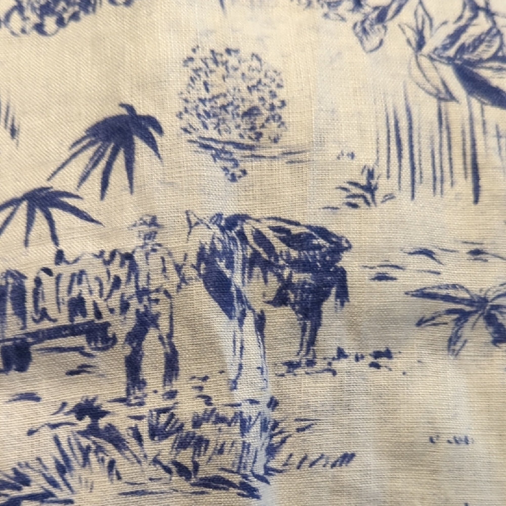 M Joie Blue & White Toile Womens 100% Linen Wide Leg Pants - Picture 7 of 8